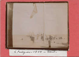 44  LE  POULIGUEN    PHOTO   ANCIENNE  ALBUMINE    1910     LA  JETEE  ET  LA  PLAGE - Places