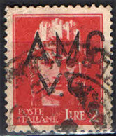 TRIESTE AMG VG - 1945 - SERIE IMPERIALE 2 LIRE CARMINIO - USATO - Afgestempeld