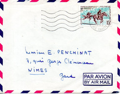 POLYNESIE. N°49 De 1966 Sur Enveloppe Ayant Circulé. Course De Chevaux. - Storia Postale