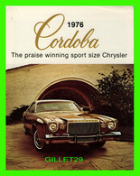 BROCHURE DE LA CHRYSLER CORDOBA 1976 - 6 PAGES - DIMENSION 22 X 28 Cm - - Cars