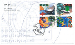 SP FDC Canada 1996 Yvert 1454-57, Technology. Hi-Tech. Ocean. Aerospace, Information & Biotechnology - Block 4 - 1991-2000