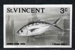 St Vincent 1975 Yellow Jack 3c Stamp Size Black & White  Photographic Proof Similar To Issued Stamp But With Thicker Let - St.Vincent (1979-...)