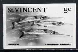 St Vincent 1975 Ballyhoo 8c Stamp Size Black & White  Photographic Proof Similar To Issued Stamp But With Thicker Letter - St.Vincent (1979-...)