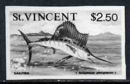 St Vincent 1975 Sailfish $2.50 Stamp Size Black & White  Photographic Proof Similar To Issued Stamp But With Thicker Let - St.Vincent (1979-...)
