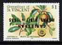 St Vincent - Grenadines 1985 Sapodilla $1 (as SG 400) With Royal Visit Opt Inverted, U/m* - St.Vincent (1979-...)