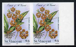 St Vincent 1985 Orchids $3 Imperf Pair U/m, As SG 853 - St.Vincent (1979-...)