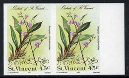 St Vincent 1985 Orchids 45c Imperf Pair U/m, As SG 851 - St.Vincent (1979-...)