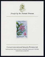St Vincent 1985 Orchids $1 Imperf Proof Format International Proof Card - St.Vincent (1979-...)
