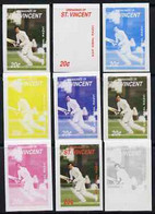 St Vincent - Grenadines 1988 Cricketers 20c Asif Razvi The Set Of 9 Imperf Progressive Proofs Comprising The 5 Individua - St.Vincent (1979-...)