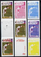 St Vincent - Grenadines 1988 Cricketers 45c R J Hadlee The Set Of 9 Imperf Progressive Proofs Comprising The 5 Individua - St.Vincent (1979-...)