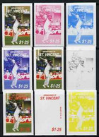 St Vincent - Grenadines 1988 Cricketers $1.25 C H Lloyd The Set Of 9 Imperf Progressive Proofs Comprising The 5 Individu - St.Vincent (1979-...)