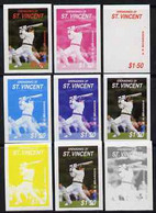 St Vincent - Grenadines 1988 Cricketers $1.50 A R Border The Set Of 9 Imperf Progressive Proofs Comprising The 5 Individ - St.Vincent (1979-...)