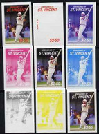 St Vincent - Grenadines 1988 Cricketers $2.50 G A Hick The Set Of 9 Imperf Progressive Proofs Comprising The 5 Individua - St.Vincent (1979-...)