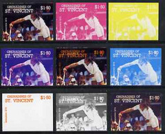 St Vincent - Grenadines 1988 International Tennis Players $1.50 Ilie Nastase - The Set Of 9 Imperf Progressive Proofs Co - St.Vincent (1979-...)