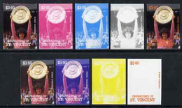 St Vincent - Grenadines 1988 International Tennis Players $3.50 Virginia Wade - The Set Of 9 Imperf Progressive Proofs C - St.Vincent (1979-...)