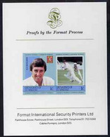 St Vincent - Grenadines 1984 Cricketers #1 R A Woolmer 1c Se-tenant Imperf Pair Format International Proof Card (as SG 2 - St.Vincent (1979-...)