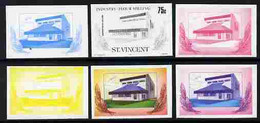 St Vincent 1985 Flour Milling 75c The Set Of 6 Imperf Progressive Proofs Comprising The 4 Individual Colours Plus 2 And - St.Vincent (1979-...)