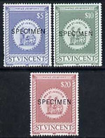 St Vincent 1980 Postal Fiscals Set Of 3 High Values ($5, $10 & $20) Each Opt'd Specimen U/m, As SG F4-6 - St.Vincent (1979-...)