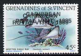 St Vincent - Grenadines 1985 Caribbean Royal Visit On 45c Eagle Ray (Reef Fishes) With Overprint Doubled, U/m As SG 421 - St.Vincent (1979-...)