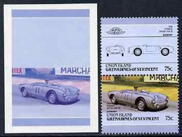 St Vincent - Union Island 1986 Cars #4 (Leaders Of The World) 75c (1954 Porsche) Die Proof In Red And Blue Only (missing - St.Vincent (1979-...)