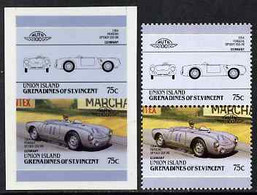 St Vincent - Union Island 1986 Cars #4 (Leaders Of The World) 75c (1954 Porsche) Die Proof In Issued Colours On Cromalin - St.Vincent (1979-...)