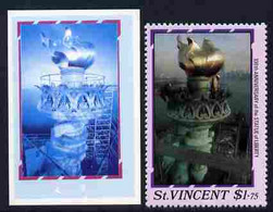 St Vincent 1986 Statue Of Liberty Centenary $1.75 Die Proof In Red And Blue Only On Plastic (Cromalin) Card Ex Archives - St.Vincent (1979-...)