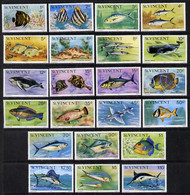 St Vincent 1975 Fish Definitive Set Of 22 Values Complete U/m SG 422-43 - St.Vincent (1979-...)