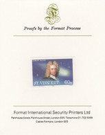 St Vincent 1986 Halley's Comet 60c (Edmond Halley) Imperf Proof Format International Proof Card, As SG 974 - St.Vincent (1979-...)