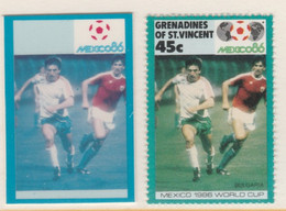 St Vincent - Grenadines 1986 World Cup Football 45c Bulgaria - Imperf Cromalin Die Proof (plastic Card) In Magenta & Cya - St.Vincent (1979-...)