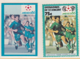 St Vincent - Grenadines 1986 World Cup Football 75c Iraq - Imperf Cromalin Die Proof (plastic Card) In Magenta & Cyan On - St.Vincent (1979-...)