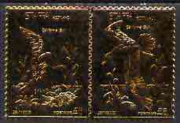 Staffa 1976 California Gull (Male & Female) £8 + £8 Se-tenant Pair Perforated & Embossed In 23 Carat Gold Foil U/m - Local Issues