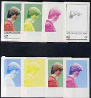 Staffa 1982 Princess Di's 21st Birthday Deluxe Sheet (£2 Value) The Set Of 8 Imperf Progressive Colour Proofs Comprising - Local Issues