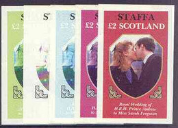 Staffa 1986 Royal Wedding Imperf Deluxe Sheet (£2 Value) Progressive Proofs - Local Issues