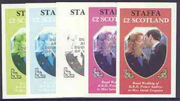 Staffa 1986 Royal Wedding Imperf Deluxe Sheet (£2 Value) Opt'd Duke & Duchess Of York In Silver, Progressive Proofs, Com - Local Issues