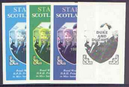 Staffa 1986 Royal Wedding Imperf Souvenir Sheet (£1 Value) Opt'd Duke & Duchess Of York In Silver, The Set Of 4 Progress - Local Issues