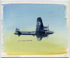 Staffa 1981 WW2 Aircraft #1 (B17 Flying Fortress) Original Artwork By R A Sherrington Of The B L Kearley Studio, Waterco - Local Issues