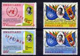 Swaziland 1968 Admission To United Nations Perf Set Of 4 Overprinted SPECIMEN, U/m From A Limited Printing - Swaziland (1968-...)