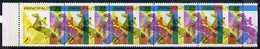Thomond 1960 Show Jumping 1.5d (Diamond-shaped) Strip Of 5 Showing Red And Blue Misplaced By A Massive 21mm, A Spectacul - Local Issues