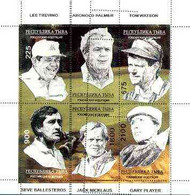 Touva 1995 Golf Legends Sheetlet Complete Set Of 6 With Perforations Misplaced And Partly Doubled, A Superb Variety U/m - Touva