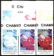 Touva 1995 World Champions (Nick Faldo) The Set Of 7 Imperf Progressive Proofs Comprising The 4 Basic Colours Plus 2, 3 - Tuva