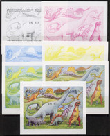 Touva 1995 Prehistoric Animals Composite Sheet Complete Set Of 4 - The Set Of 7 Imperf Progressive Proofs Comprising The - Tuva