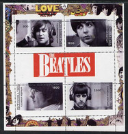 Touva 1996 The Beatles Perf Sheetlet 4 Values & 2 Labels With Perforations Misplaced U/m - Tuva