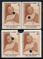 Uruguay 1948 Monument To Rodo (Writer) 2c (Statue Of Rodo) Perf & Imperf Proof Pairs In Issued Colours Each With Securit - Uruguay