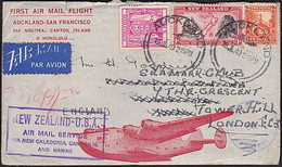 NEW ZEALAND - ENGLAND WWII 6/3 AIRMAIL RATE USING 6s ARMS REVENUE PASSED BY CENSOR 3 FIRST FLIGHT COVER - Covers & Documents