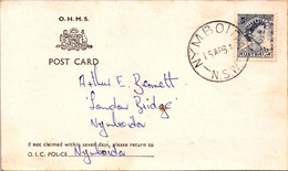 (3 A 18) Australia In 1951 ? - Posted O.H.M.S - O.I.C Police - Postcard With Perfins Stamp - Perforiert/Gezähnt