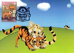 3A :  Carte Maximum Card Singapore Nursery Rhymes - Two Tigers No 1 - Raubkatzen