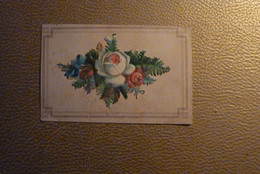 Découpi Chromo Fleurs/Fougère Tons Rose, Blanc, Bleu, Vert - Collé Sur Carte 200 G Environ - 7 Cm X 10 Cm. - Fleurs