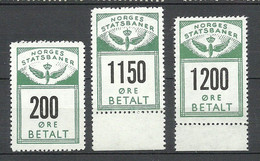NORWAY Railway Packet Stamps Eisenbahn Paketmarken Staatsbaner MNH - Pacchi Postali