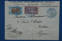 AB12 AOF  SENEGAL  LETTRE DEVANT   1947 DAKAR POUR  BOTNOU L ALGERIE  ++  AFFRANCH. PLAISANT - Cartas & Documentos