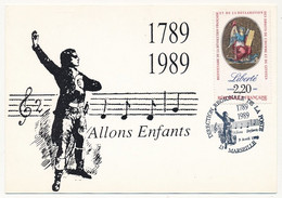 FRANCE - Cachet Commémo. Bicentenaire De La Révolution - Allons Enfants - Marseille - 9 Avril 1989 S/CP - Commemorative Postmarks